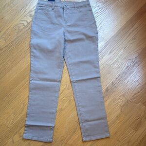 Basic Editions khaki classic fit Straight-Leg Pants sits at natural waist sz 8